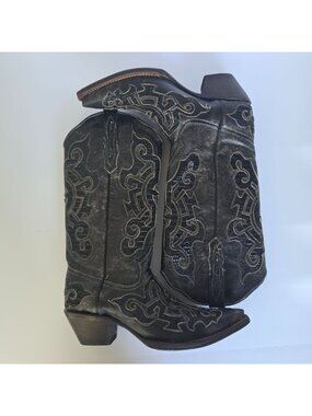 Tanner Mark Women’s 9.5 Black Leather Tall Gothic Western Cowboy Boots Mexico